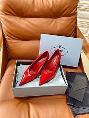 Prada Retro Triangle Logo Pointed-Toe Heels Red - 1
