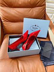 Prada Retro Triangle Logo Pointed-Toe Heels Red - 3