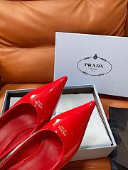 Prada Retro Triangle Logo Pointed-Toe Heels Red - 4