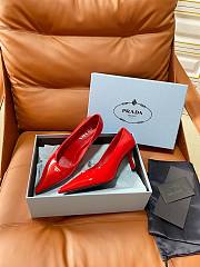 Prada Retro Triangle Logo Pointed-Toe Heels Red - 6