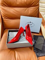 Prada Retro Triangle Logo Pointed-Toe Heels Red - 5