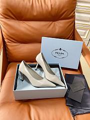 Prada Retro Triangle Logo Pointed-Toe Heels Ivory - 6
