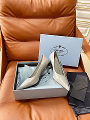 Prada Retro Triangle Logo Pointed-Toe Heels Ivory - 5