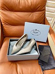 Prada Retro Triangle Logo Pointed-Toe Heels Ivory - 4