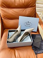 Prada Retro Triangle Logo Pointed-Toe Heels Ivory - 3