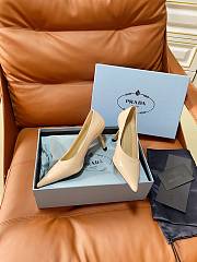 Prada Retro Triangle Logo Pointed-Toe Heels Beige - 6