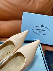 Prada Retro Triangle Logo Pointed-Toe Heels Beige - 5