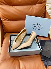 Prada Retro Triangle Logo Pointed-Toe Heels Beige - 4