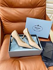 Prada Retro Triangle Logo Pointed-Toe Heels Beige - 3