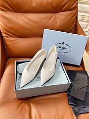 Prada Retro Triangle Logo Pointed-Toe Heels White - 1