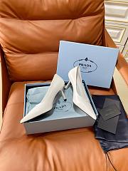 Prada Retro Triangle Logo Pointed-Toe Heels White - 6