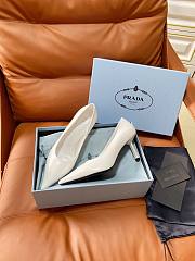 Prada Retro Triangle Logo Pointed-Toe Heels White - 5
