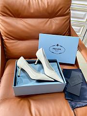 Prada Retro Triangle Logo Pointed-Toe Heels White - 4