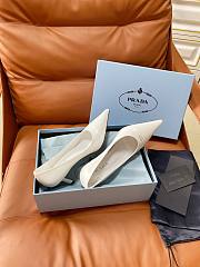 Prada Retro Triangle Logo Pointed-Toe Heels White - 2