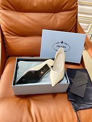 Prada Retro Triangle Logo Pointed-Toe Heels Off-White - 6