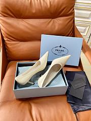 Prada Retro Triangle Logo Pointed-Toe Heels Off-White - 5