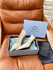 Prada Retro Triangle Logo Pointed-Toe Heels Off-White - 3
