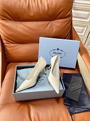Prada Retro Triangle Logo Pointed-Toe Heels Off-White - 2