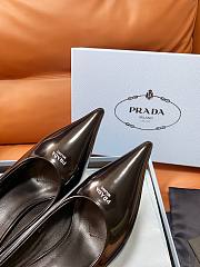Prada Retro Triangle Logo Pointed-Toe Heels Black - 6
