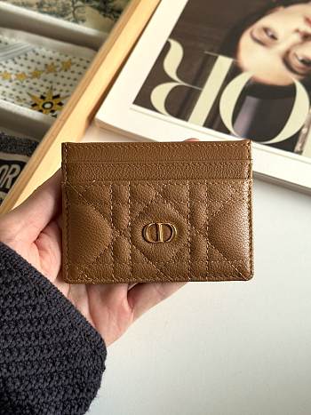 Dior Freesia Caro Card Holder In Brown