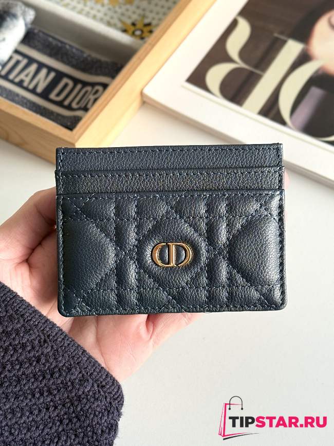 Dior Freesia Caro Card Holder In Navy Blue - 1