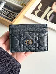Dior Freesia Caro Card Holder In Navy Blue - 1