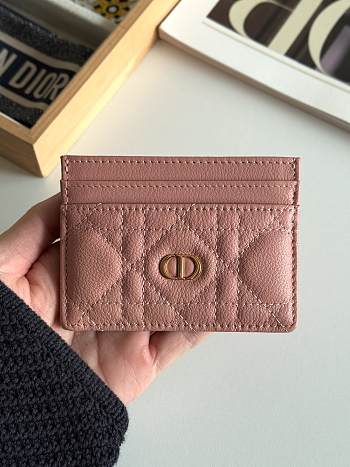 Dior Freesia Caro Card Holder In Dusty Rose