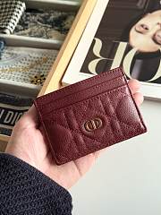 Dior Freesia Caro Card Holder In Burgundy - 1