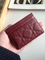 Dior Freesia Caro Card Holder In Burgundy - 5