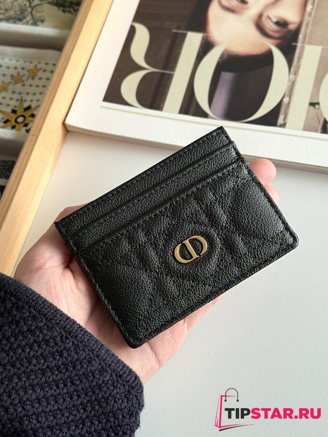 Dior Freesia Caro Card Holder In Black - 1