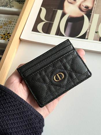 Dior Freesia Caro Card Holder In Black