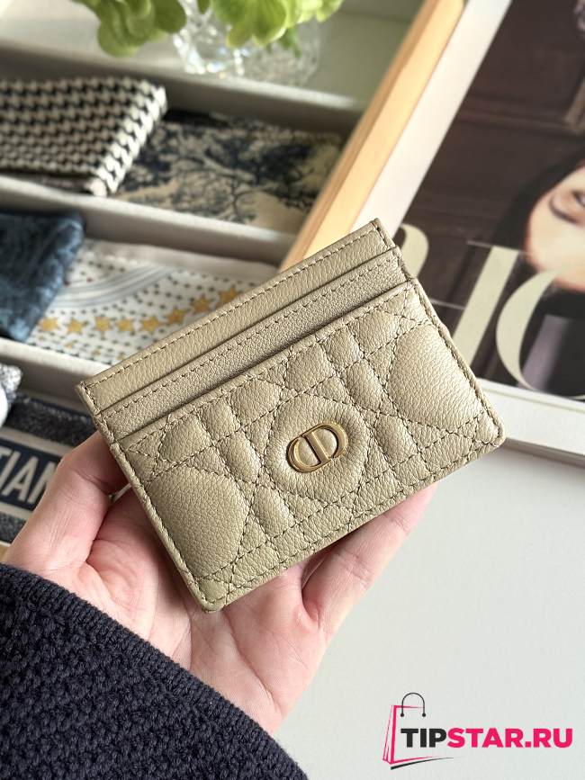 Dior Freesia Caro Card Holder In Light Taupe - 1