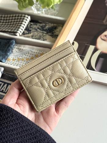 Dior Freesia Caro Card Holder In Light Taupe