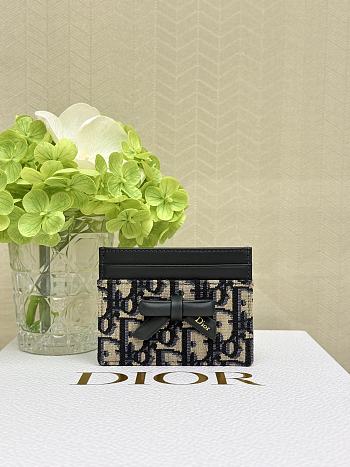 Dior Promenade Freesia Card Holder Blue Oblique Jacquard
