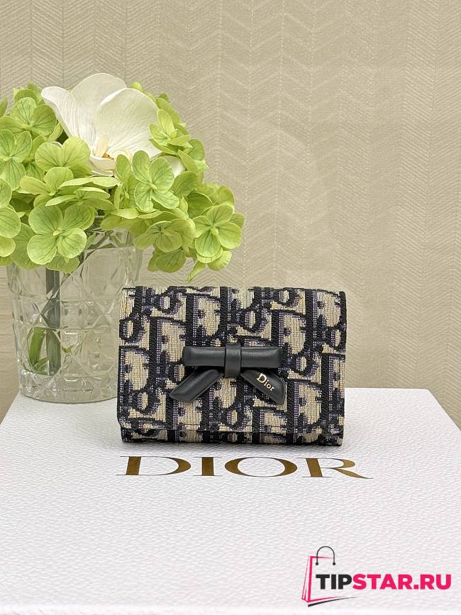 Dior Promenade Glycine Wallet Blue Oblique Jacquard - 1
