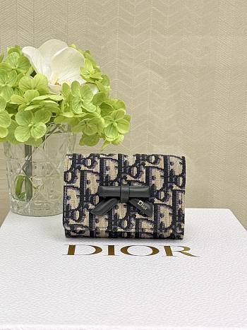 Dior Promenade Glycine Wallet Blue Oblique Jacquard