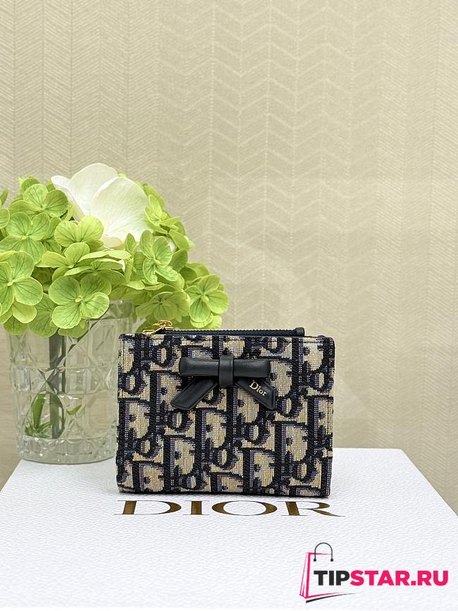 Dior Promenade Dahlia Wallet Blue Oblique Jacquard - 1
