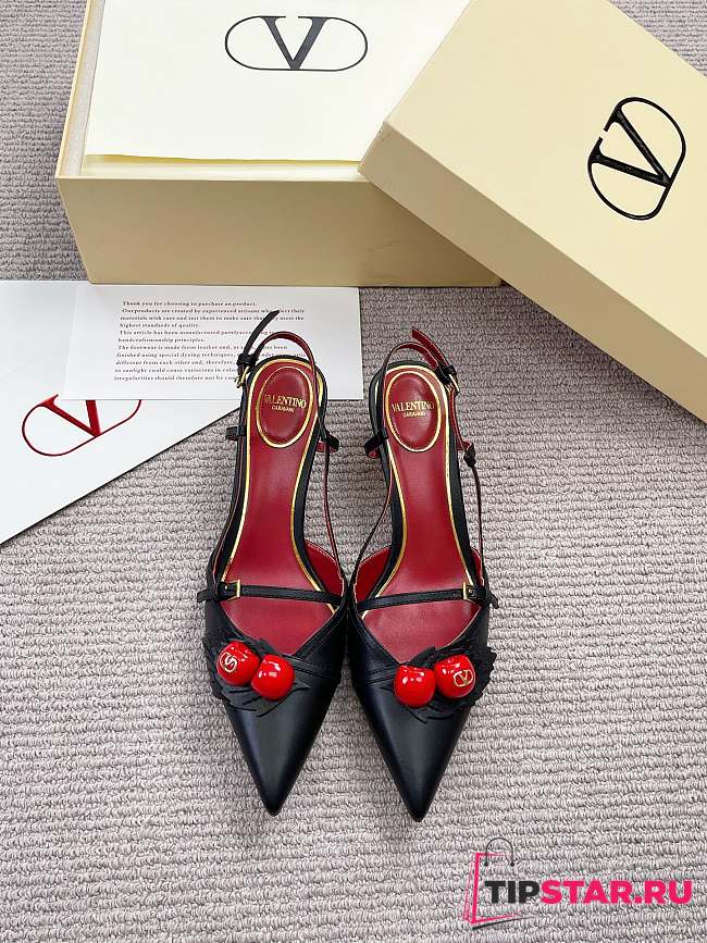 Valentino 50mm Garavani Cherryfic Slingback In Black - 1