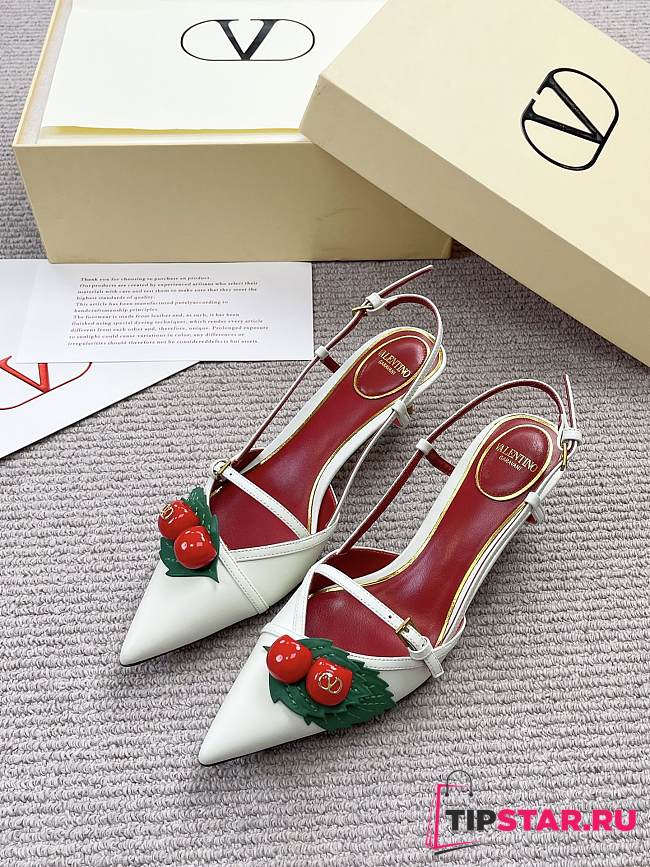 Valentino 50mm Garavani Cherryfic Slingback In White - 1