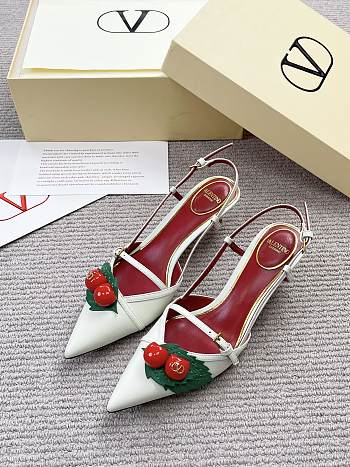 Valentino 50mm Garavani Cherryfic Slingback In White