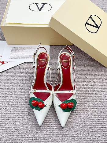 Valentino 80mm Garavani Cherryfic Slingback In White