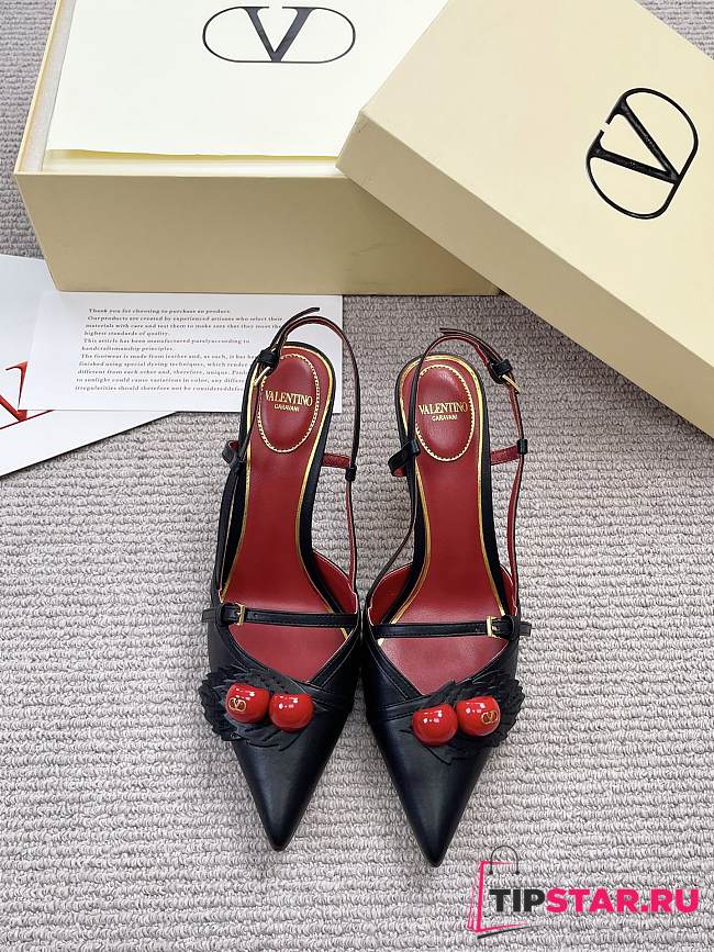 Valentino 80mm Garavani Cherryfic Slingback In Black - 1