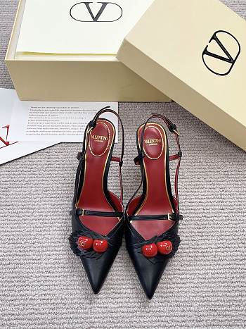 Valentino 80mm Garavani Cherryfic Slingback In Black