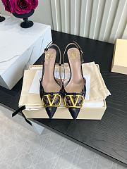 Valentino Woven Leather VLOGO Slingback Sandals In Black - 1