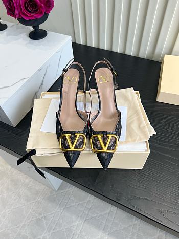 Valentino Woven Leather VLOGO Slingback Sandals In Black
