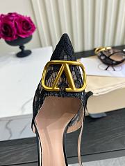 Valentino Woven Leather VLOGO Slingback Sandals In Black - 6