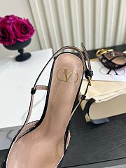Valentino Woven Leather VLOGO Slingback Sandals In Black - 4