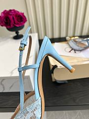 Valentino Woven Leather VLOGO Slingback Sandals In Blue - 5