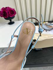 Valentino Woven Leather VLOGO Slingback Sandals In Blue - 4