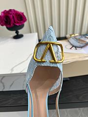 Valentino Woven Leather VLOGO Slingback Sandals In Blue - 3